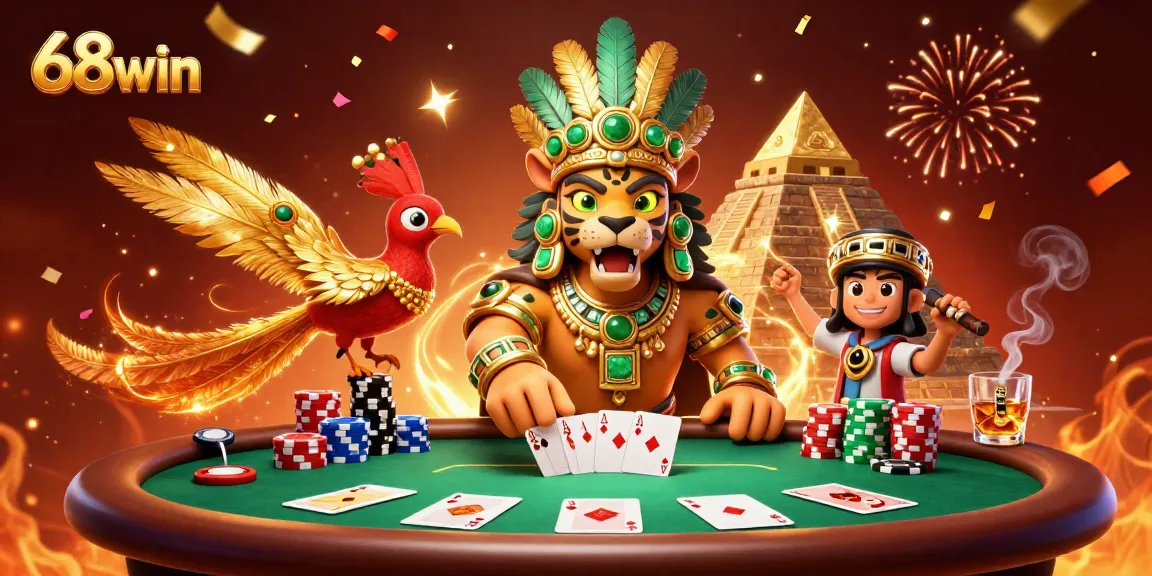 Experience thrilling wins at 68win with dynamic poker tables and colorful chips.