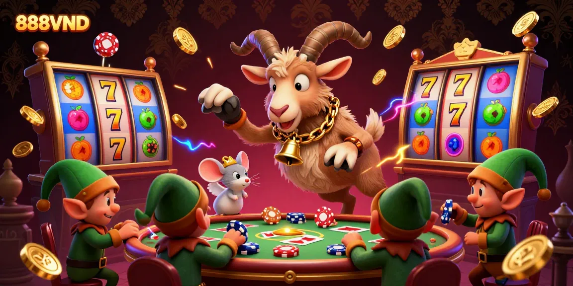 Spin the thrilling 888VND slot reels in a festive casino scene filled with vibrant action.