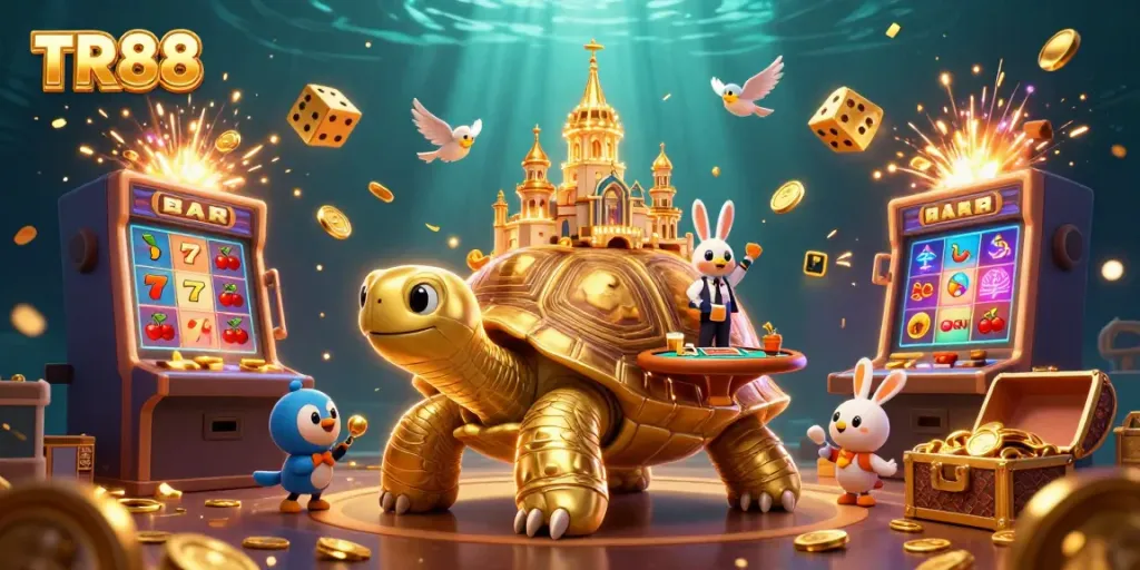 Engage with TR88's dynamic casino experience featuring exciting jackpots and vibrant characters.