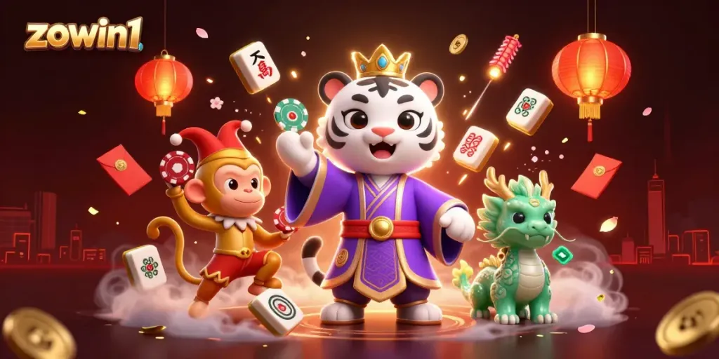 Experience exhilarating gaming with zowin1's vibrant 3D illustration showcasing a lively casino atmosphere.