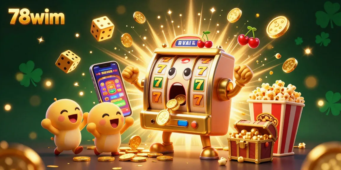 Experience the vibrant excitement of 78wim with this engaging illustration of slot machines celebrating a jackpot.