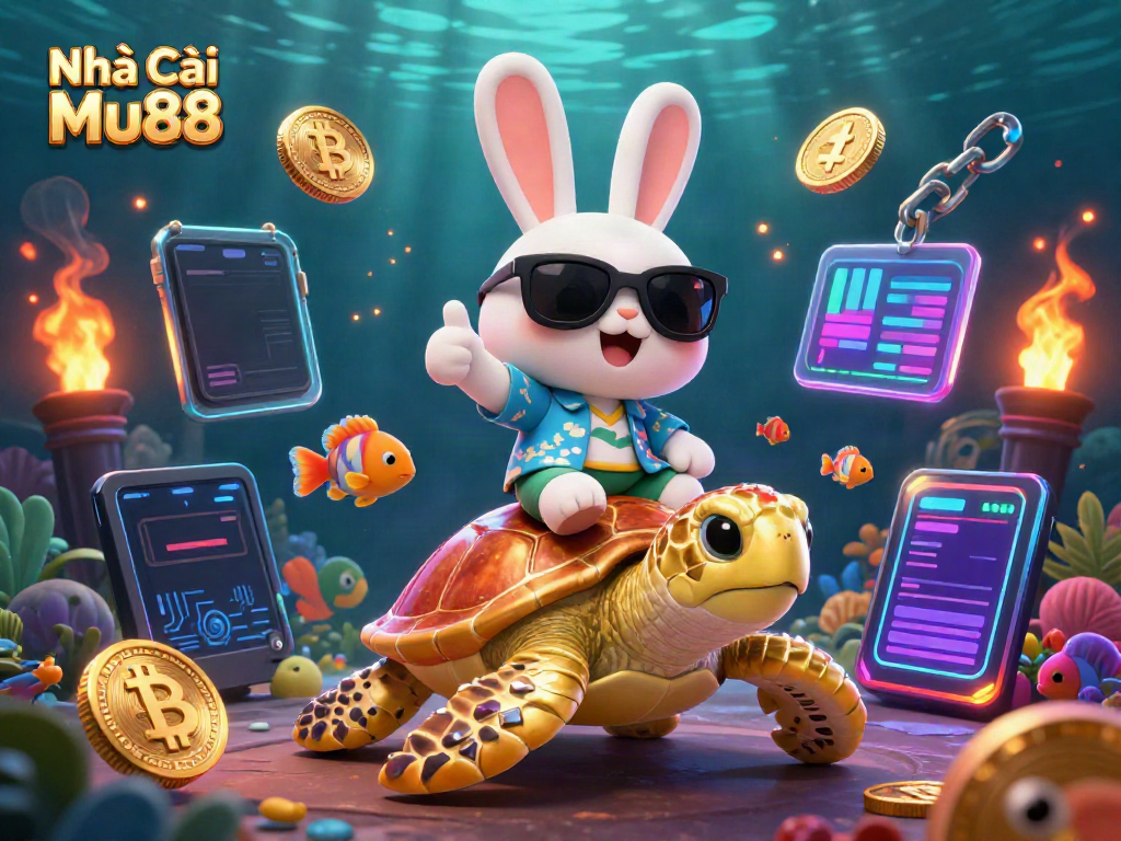 Engage with Nhà Cái Mu88 through vibrant games featuring a lucky rabbit and golden turtle.