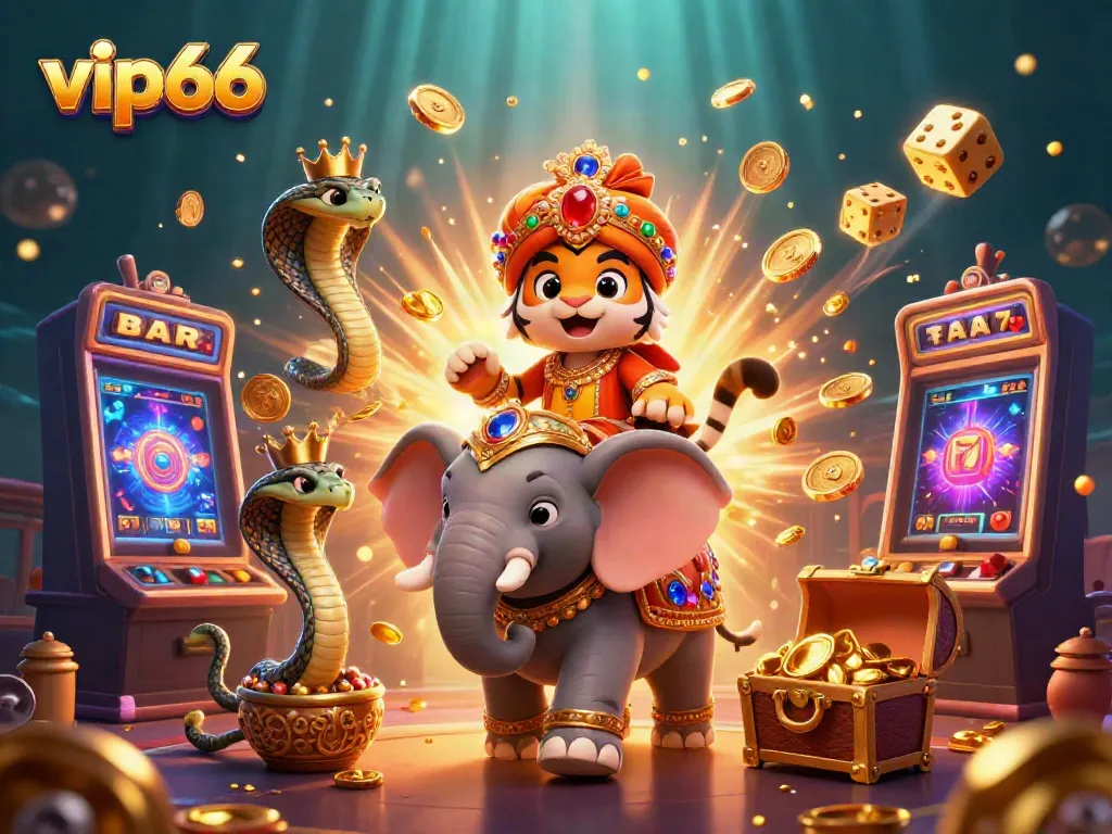 Experience the thrill of vip66 casino with an enchanting 3D scene featuring jackpot-winning symbols and dynamic game elements.