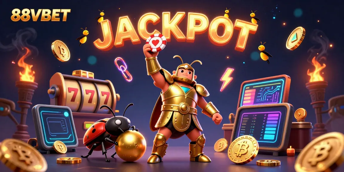Engage in winning at the casino with 88VBET's dynamic 3D illustration of victory and jackpot excitement.
