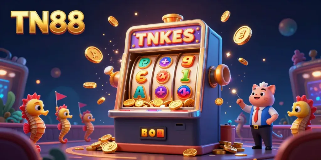 Experience the exciting jackpot action at TN88 Casino with vibrant underwater scenes and colorful slot machines.