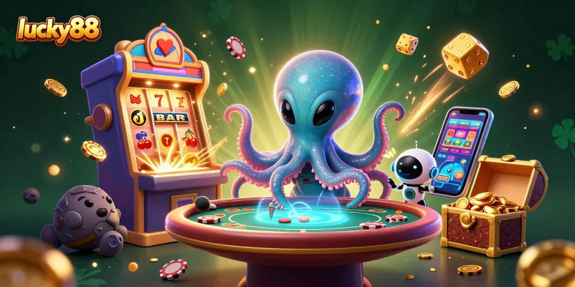 Experience exciting slot wins with lucky88 in this dynamic, immersive casino illustration.