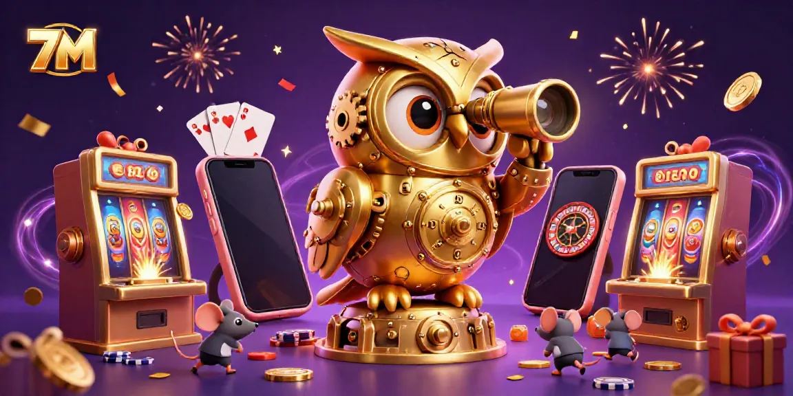 Experience exciting gaming with 7M's casino features showcased in a vibrant scene full of fun