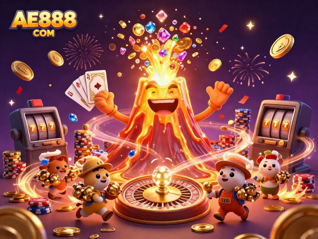 Win massive jackpots with AE888 COM's thrilling casino games featuring vibrant dynamic scenes.