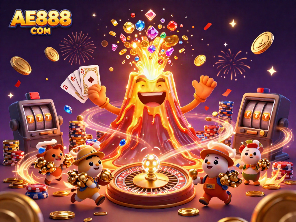 Win massive jackpots with AE888 COM's thrilling casino games featuring vibrant dynamic scenes.