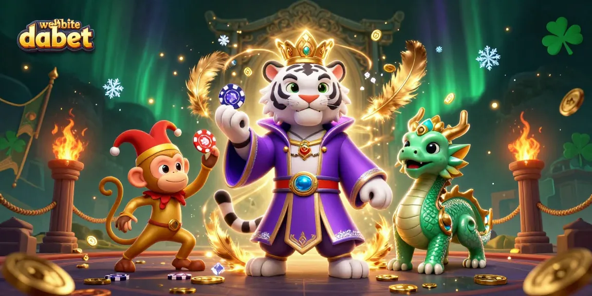 Engage with the vibrant atmosphere of website dabet, featuring a cartoon tiger and jester monkey in a casino scene.