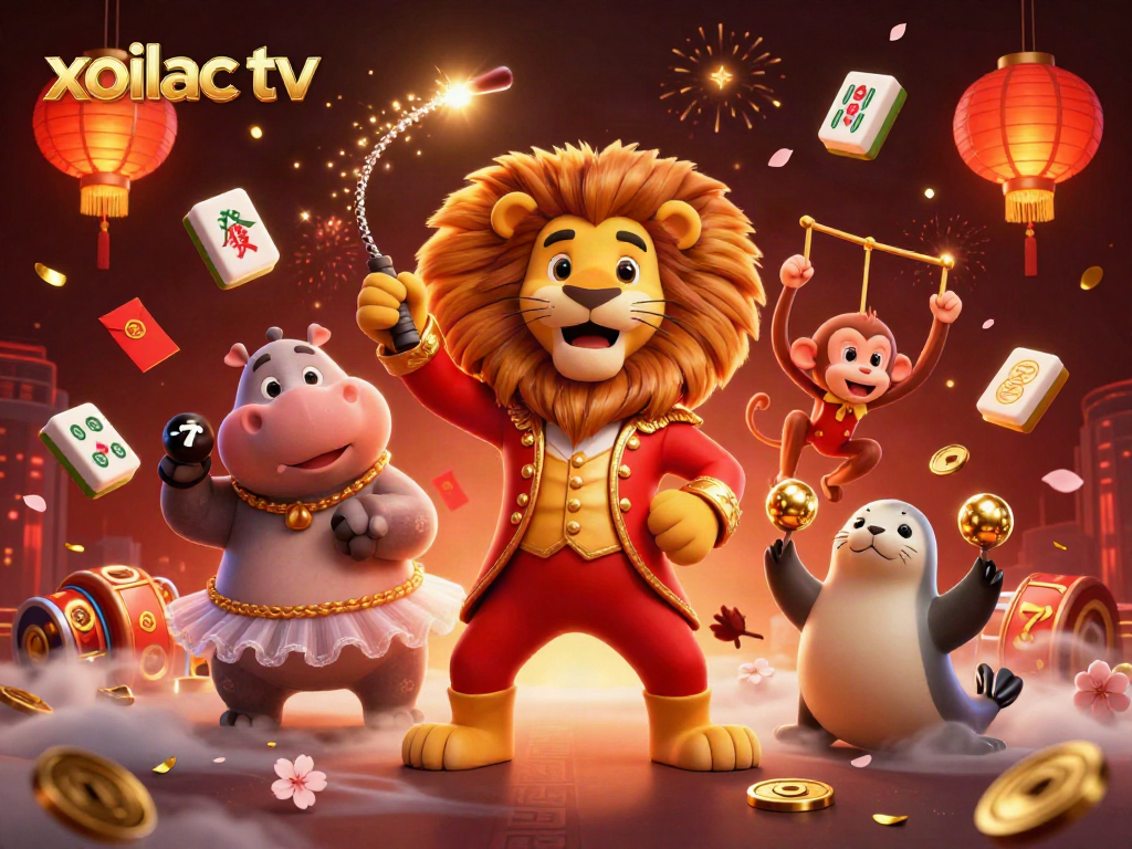 Engage with xoilac tv through a vibrant scene featuring dynamic casino characters and elements.