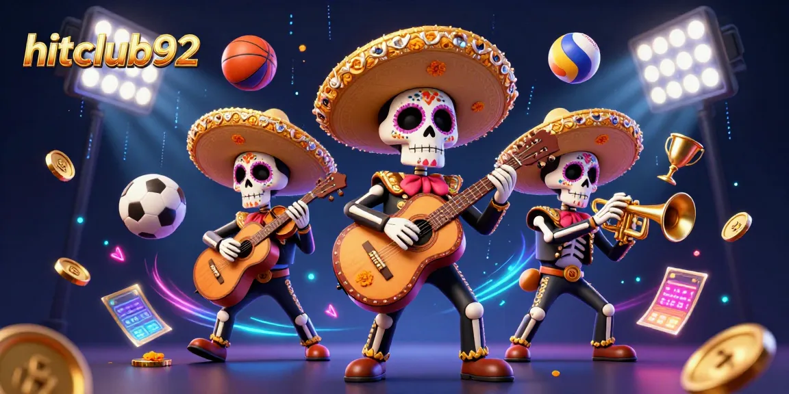 Win big with hitclub92 in this vibrant Day of the Dead casino scene featuring engaging gaming elements.