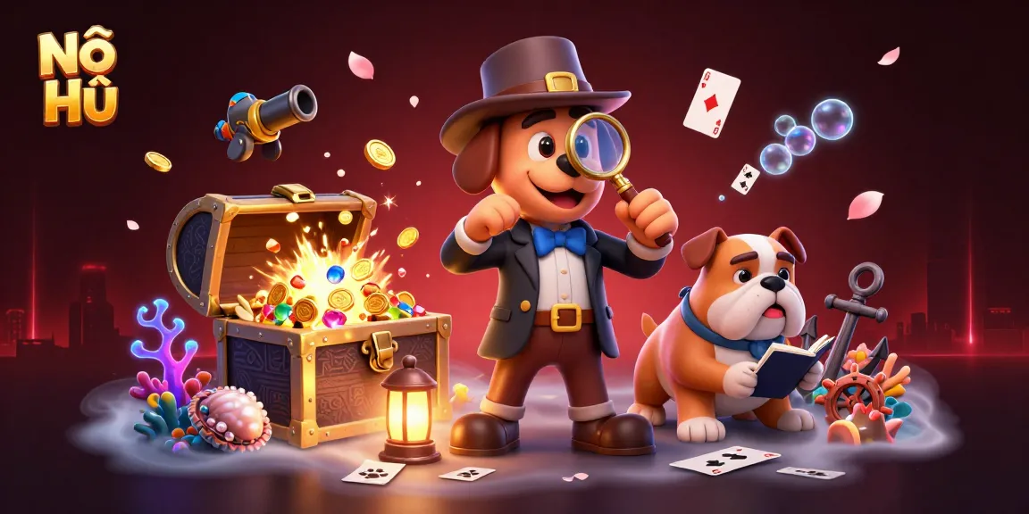 Nổ Hũ players discover treasure with teamwork in a vibrant 3D casino adventure.
