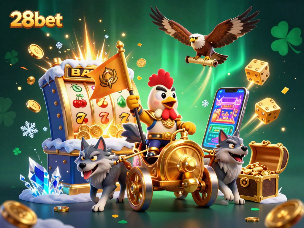 Win big with 28bet as a 3D cartoon rooster warlord leads an epic jackpot adventure!