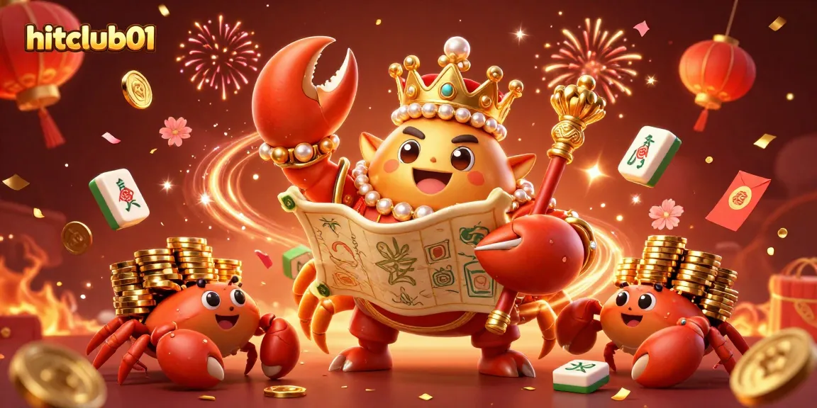 Experience exciting gameplay at hitclub01 with a vibrant scene of a golden crab emperor amid festive gambling elements.