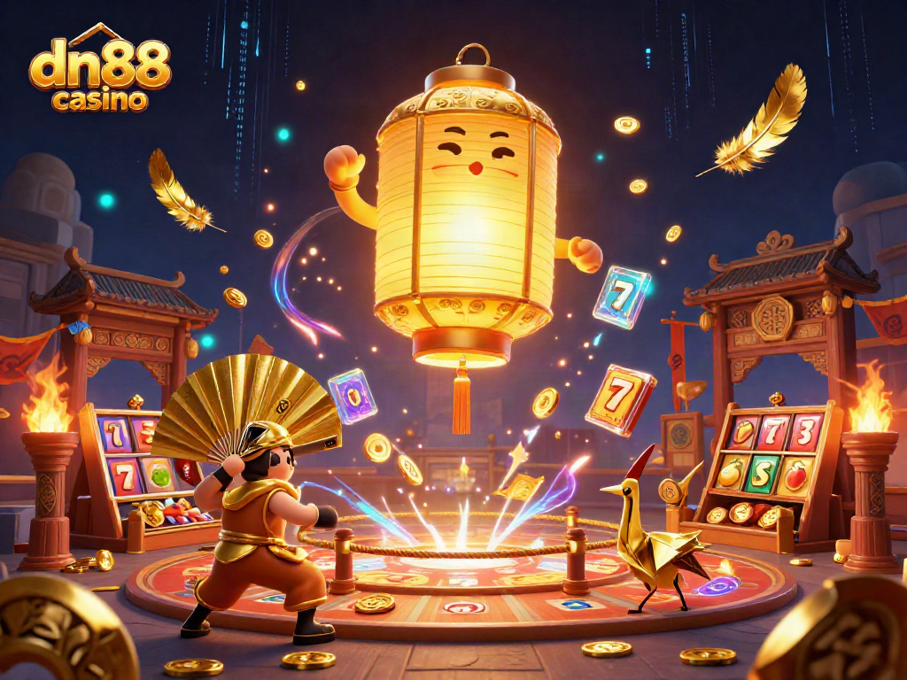 Engage with the vibrant dn88 casino atmosphere highlighted by a glowing golden lantern spirit.