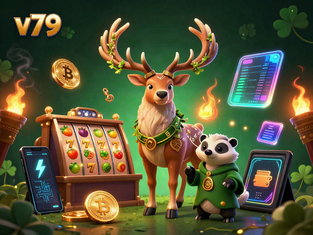 Spin to win with v79 features a detailed fantasy scene of a druid stag, enriching the casino experience.