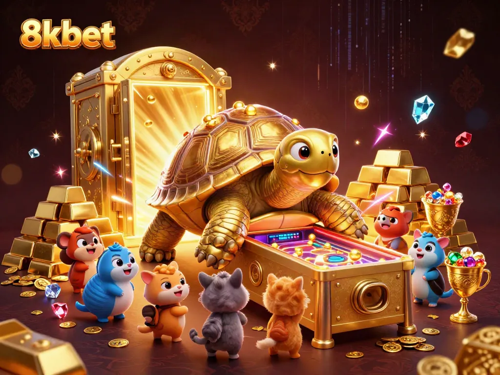 Experience the thrilling 8xbet gaming world with a vibrant 3D illustration showcasing excitement and wealth.