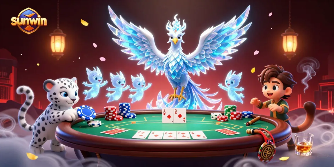 Engage in thrilling poker action with sunwin's icy phoenix and vibrant characters.