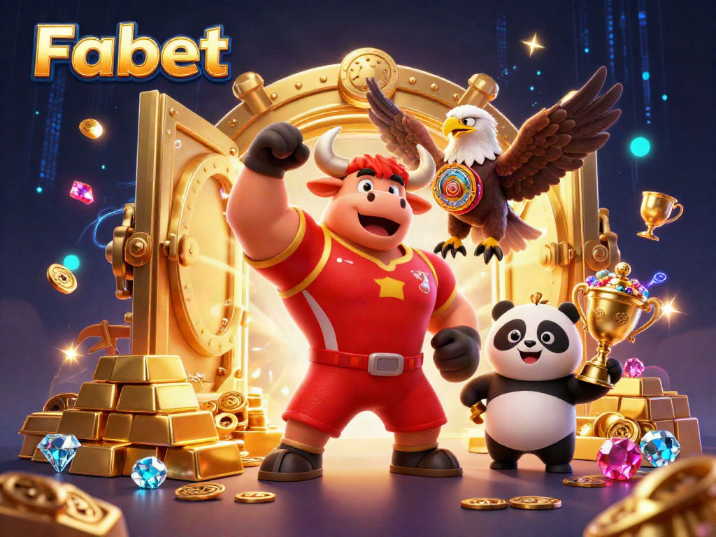 Experience the thrill of gaming at Fabet with festive characters and lavish gold treasures.