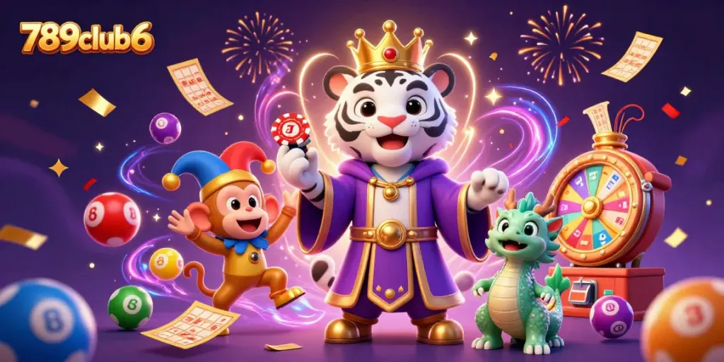 Engage in exciting gameplay at 789club6 with vibrant lottery balls and lively characters