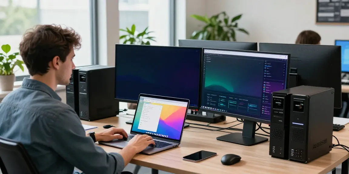 Web developer analyzing best PBN hosting UK options in a modern office.