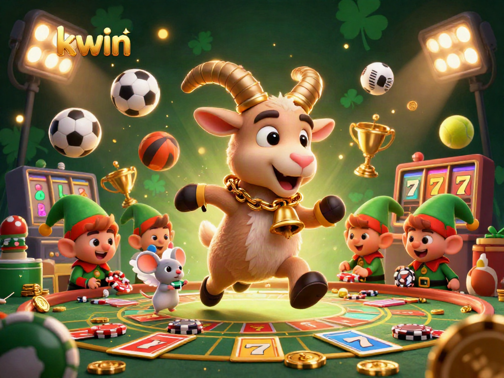 Play exciting games at KKWIN with vibrant 3D characters in a lively casino scene.