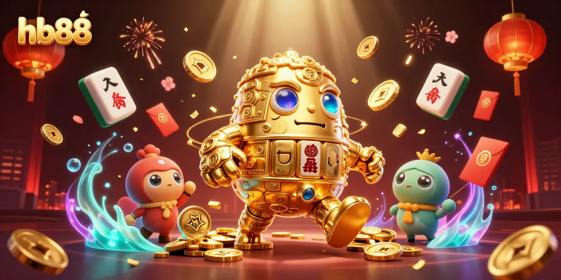 Experience the thrilling world of hb88 as gold coins and symbols come alive in this vibrant casino illustration