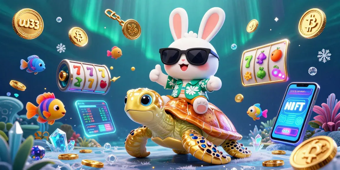 uu33 promotes winning strategies through fun visuals of a lucky rabbit and golden turtle in a vibrant crypto-themed casino