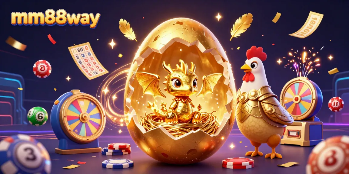 Experience exciting lottery action with mm88way's vibrant 3D illustration showcasing golden treasures.
