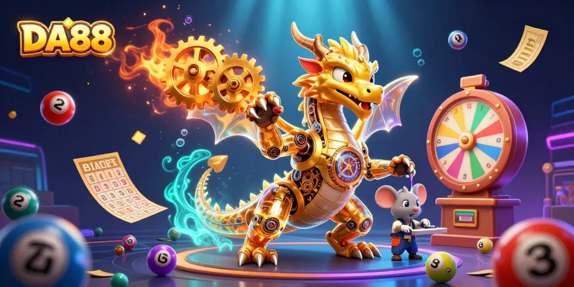 Experience excitement at DA88 with colorful lottery games and a golden dragon theme.