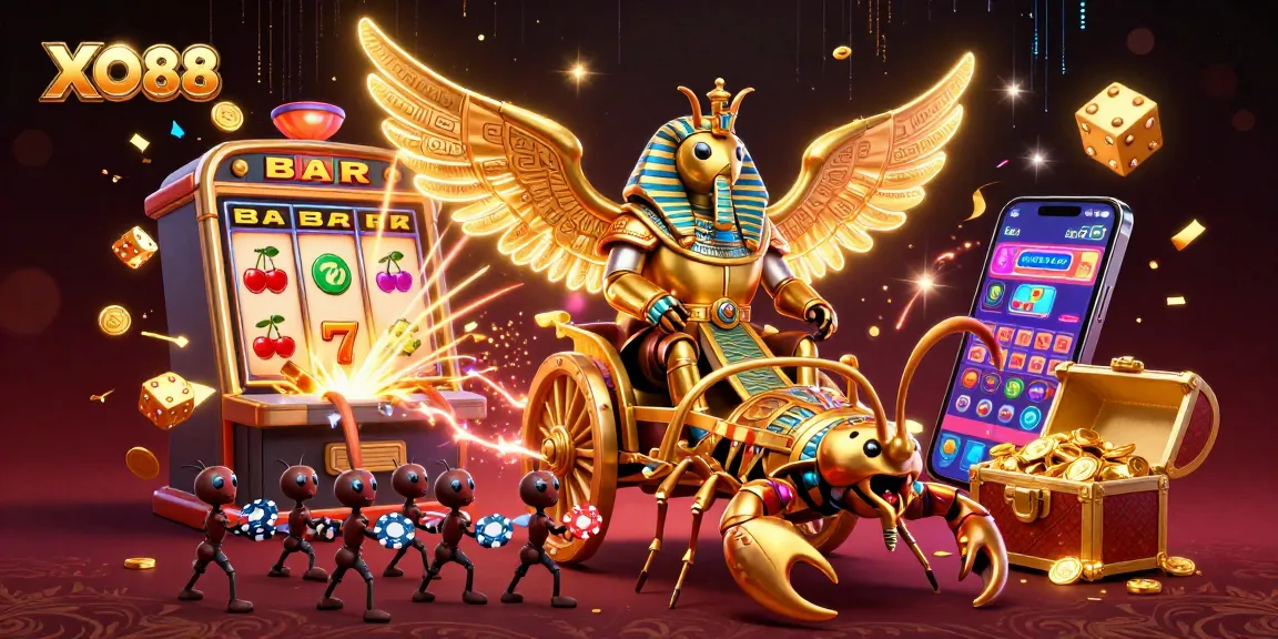 Engage in thrilling gameplay at XO88 with a vibrant 3D casino scene showcasing dynamic gambling elements.