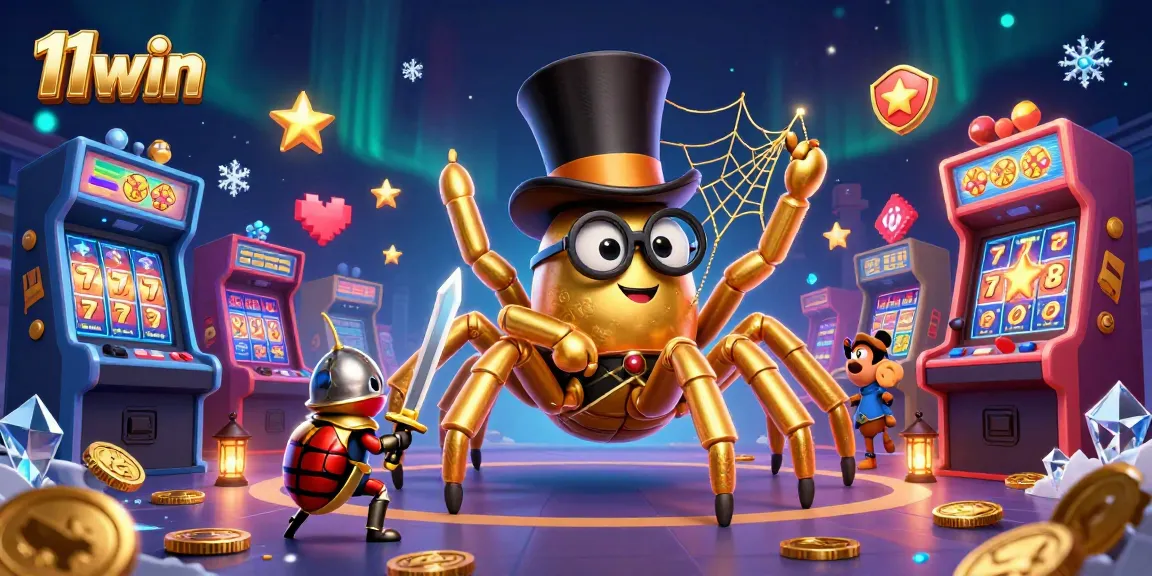 Experience gaming excitement with 11win's vibrant casino scene featuring characters in action and engaging elements.