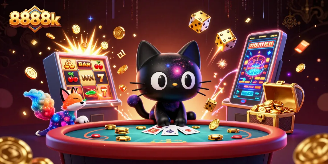 Experience the excitement of 8888k with a vibrant cosmic casino scene, showcasing dynamic gaming elements.