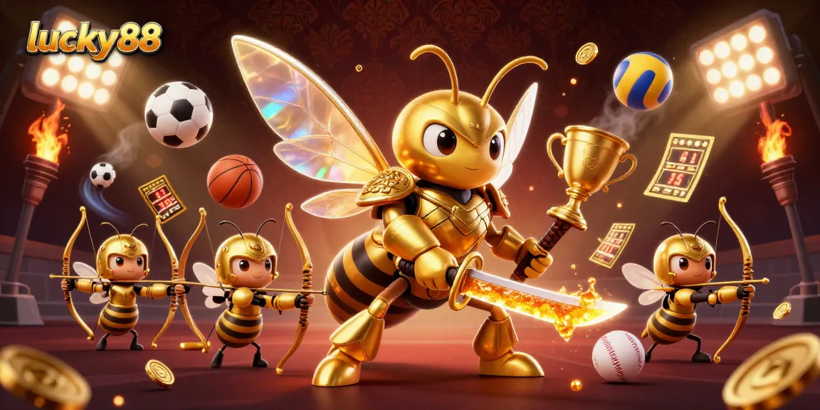 Engage in winning strategies at lucky88, featuring a dynamic sports betting battle in a rich 3D illustration.