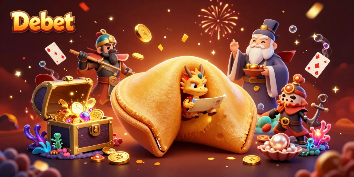 Engage with Debet's unique casino experience featuring gold coins, vibrant characters, and magical elements.