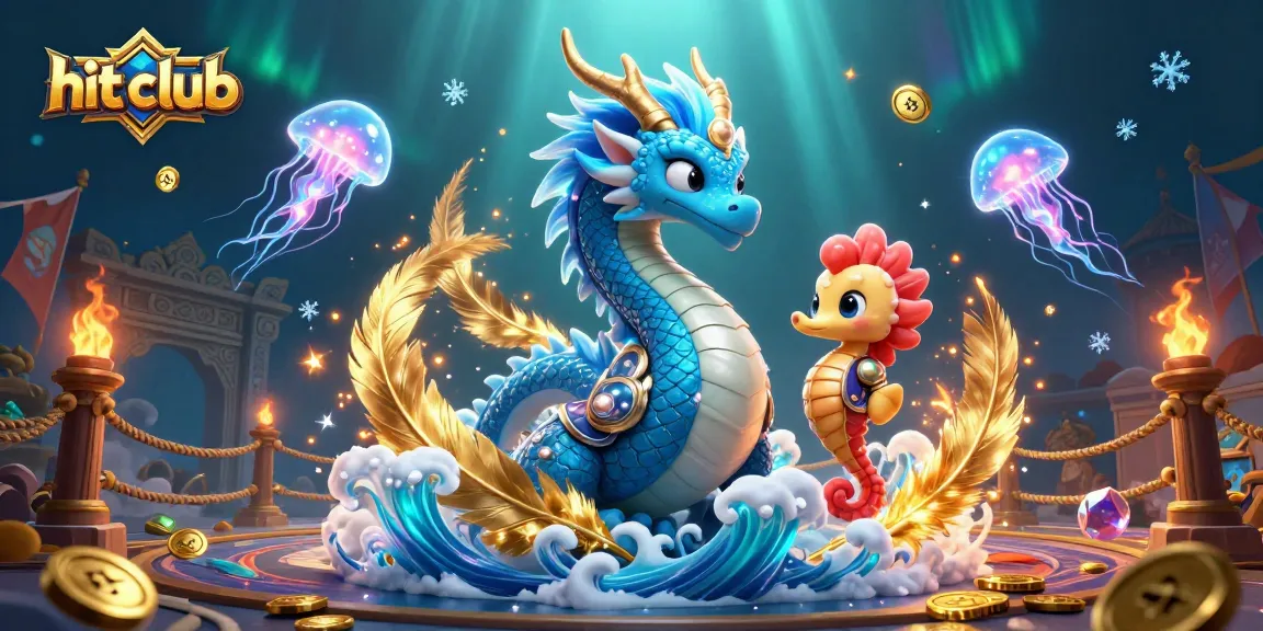 Engage with the hit club experience, witnessing an epic underwater battle with a dragon and a seahorse knight.