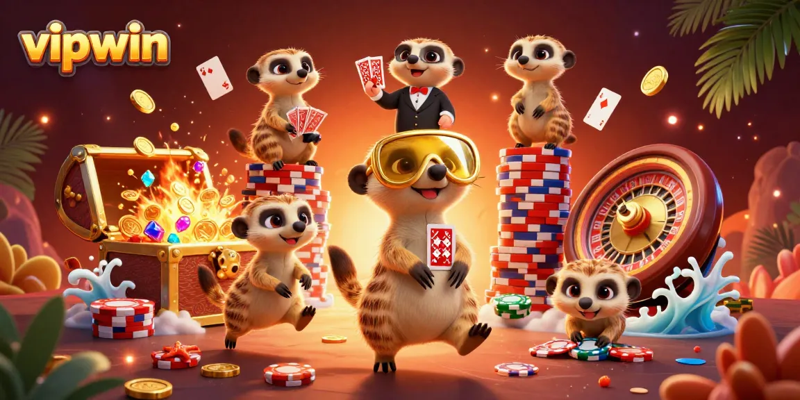 Join the fun at vipwin with meerkats managing a lively casino, complete with poker and roulette.