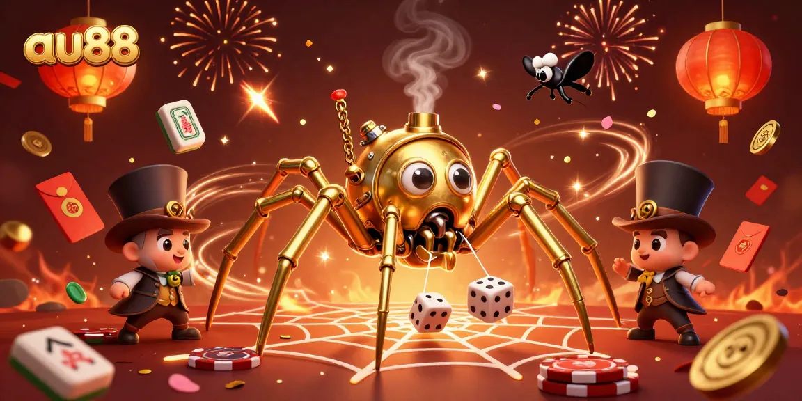 Experience top-tier excitement in au88's dynamic, engaging casino environment featuring a steampunk spider.
