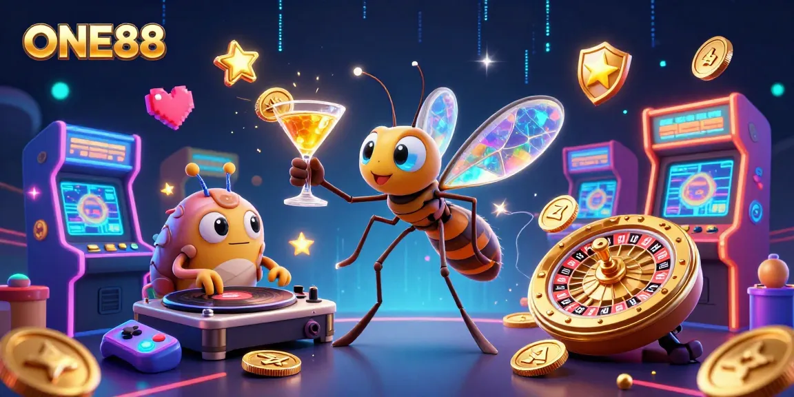 Engage with the thrilling world of ONE88 as the casino mascot and dynamic DJ combine gaming excitement.