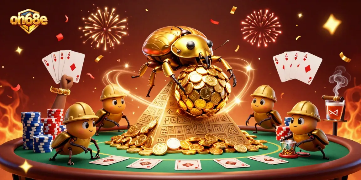 Experience thrilling gaming with on68e's vibrant casino illustration, showcasing unique elements of gaming fun.
