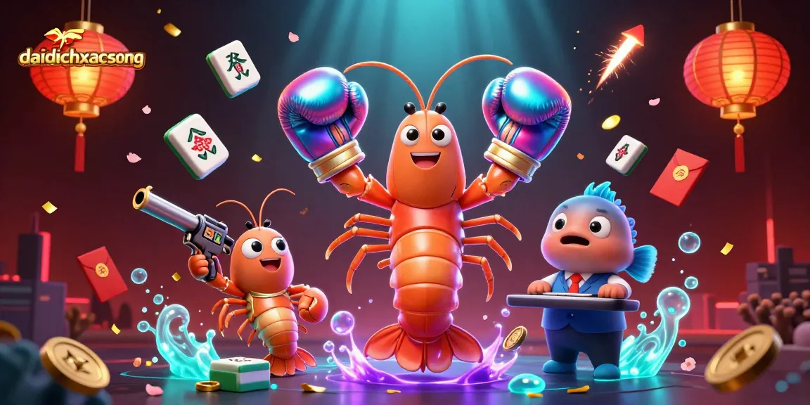 Engage with daidichxacsong's vibrant 3D casino scene featuring lively shrimp characters and festive gambling elements.