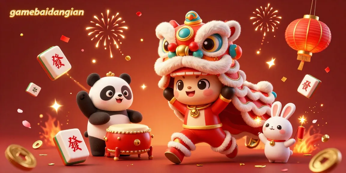 Experience gamebaidangian excitement with a vibrant celebration of luck in this 3D illustration featuring festive characters.