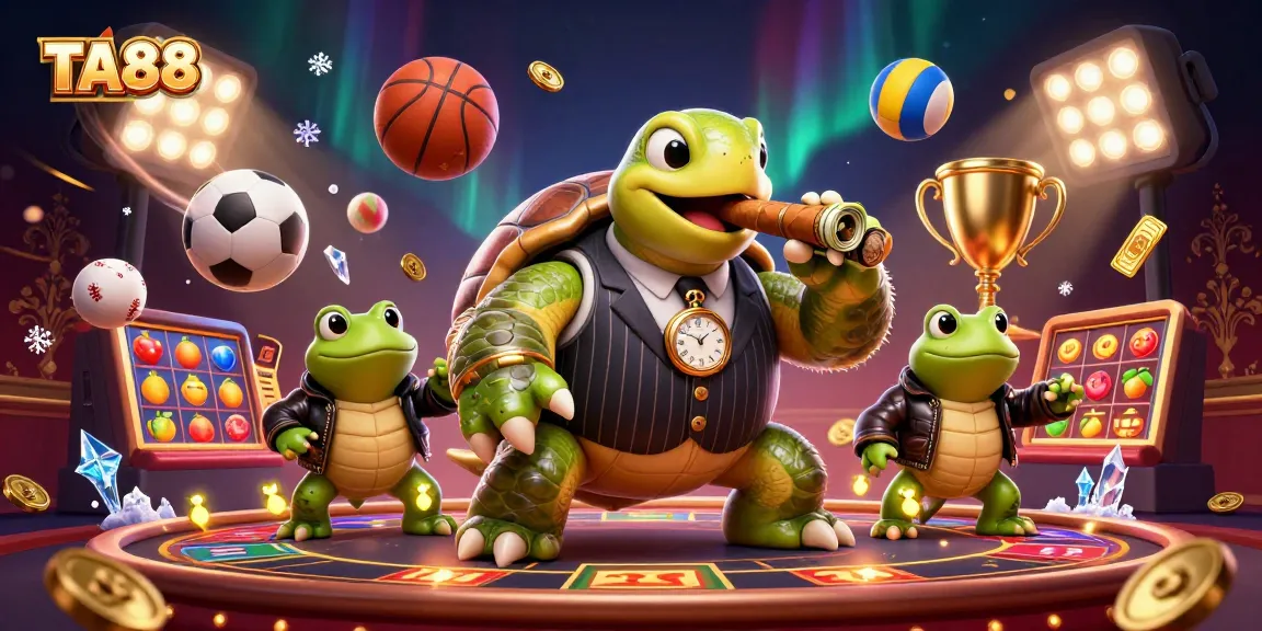 Engage in TA88 sports betting with fun 3D characters showcasing excitement on the gambling floor.